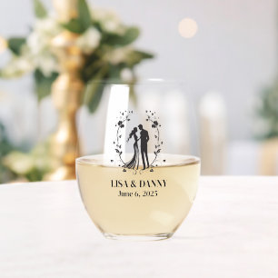 Custom Wedding Glassware Stemless Wine Glass