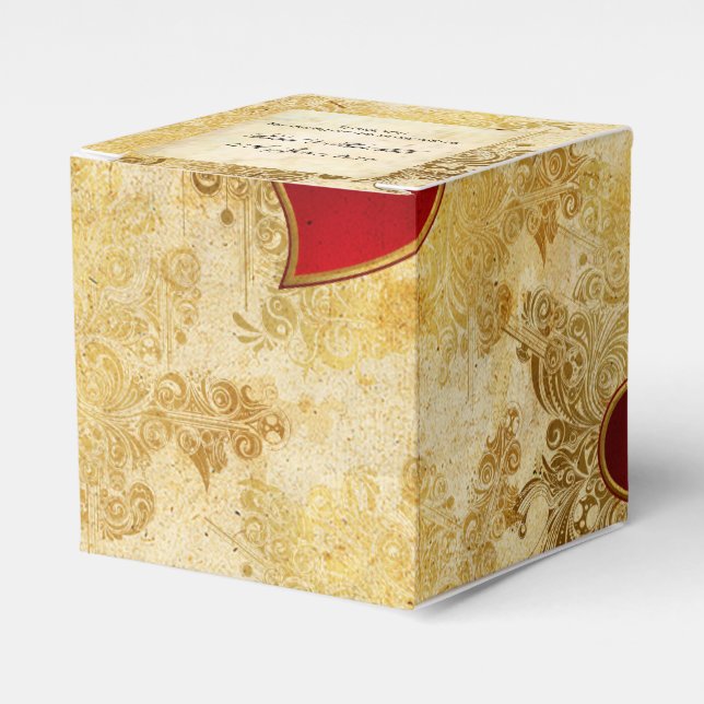 Custom Wedding Golden Hearts Classic Favour Box (Front Side)