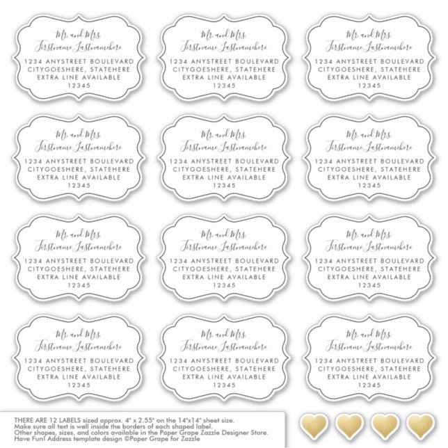 Custom Wedding Guest Address Address Label Shaped (Front)
