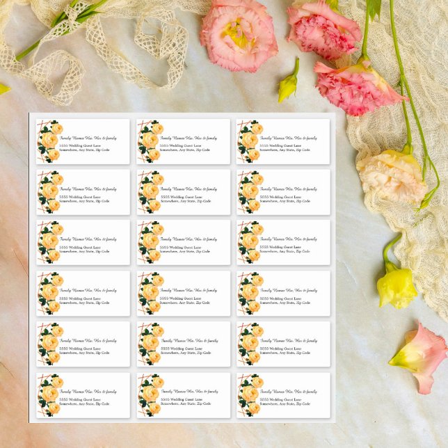 Custom Wedding Guest Address Labels Orange Floral (Creator Uploaded)