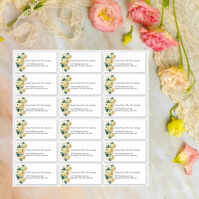 Custom Wedding Guest Address Labels Yellow Floral (Custom Wedding Guest Yellow Floral Address Labels )