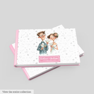 Custom Wedding Guest Book Funny Watercolor Couple