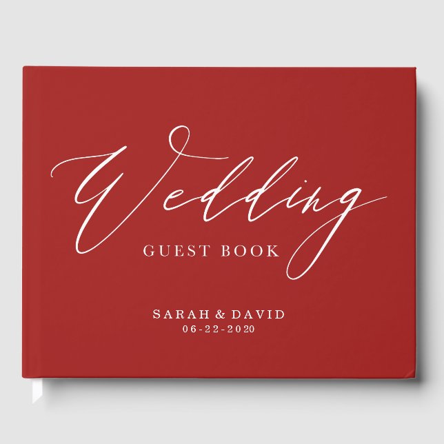 Custom Wedding Guest Book With Fancy Script Font (Front)