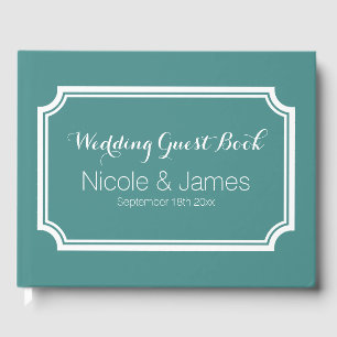 Custom wedding guest books with fancy border