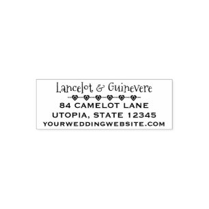 Custom Wedding Hearts Return Address 4 Lines Self-inking Stamp