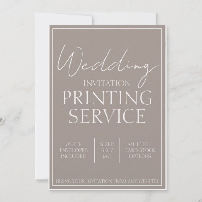 Custom Wedding Invitation Print Services (Front)