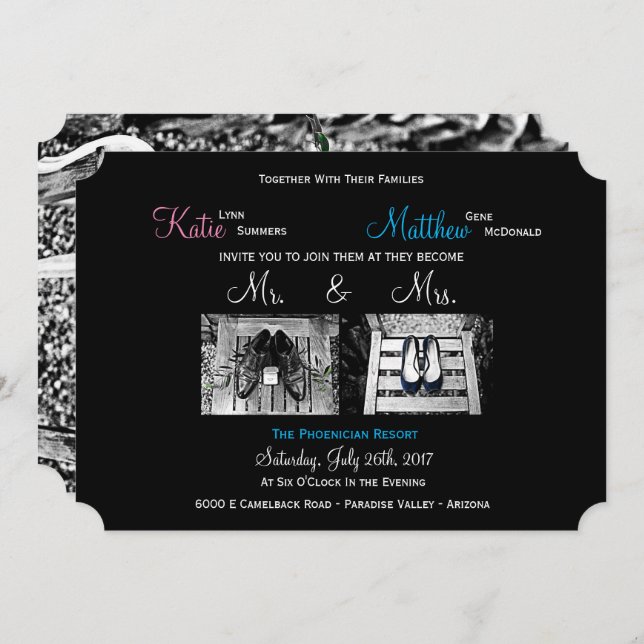Custom Wedding Invitations - Add your own photos! (Front/Back)