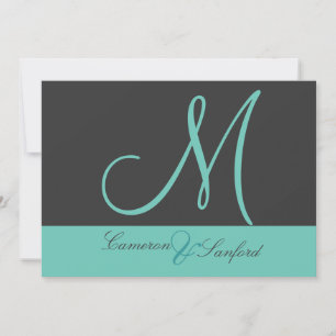 Custom Wedding Invitations Monogram/graphite/teal