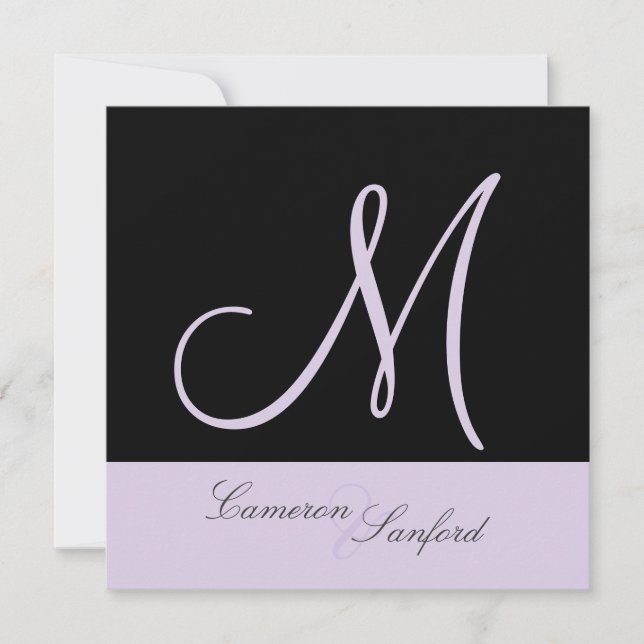 Custom Wedding Invitations Monogram/lilac (Front)
