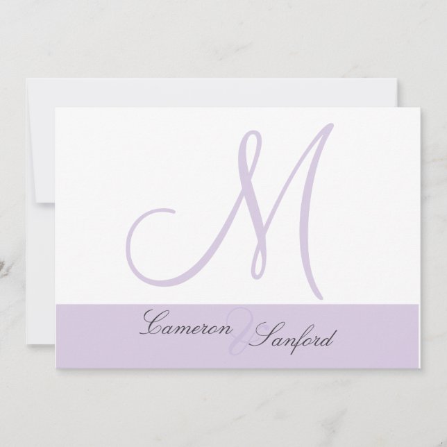 Custom Wedding Invitations Monogram/lilac (Front)