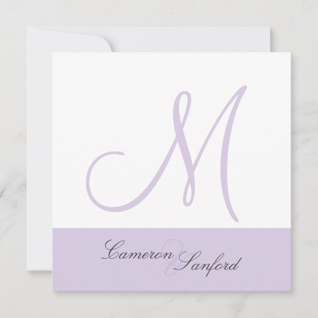 Custom Wedding Invitations Monogram/lilac (Front)