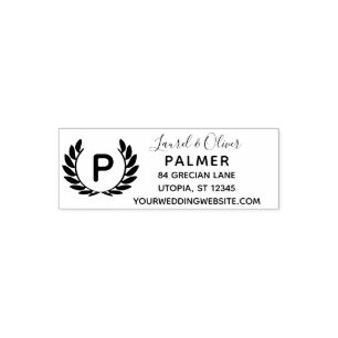 Custom Wedding Laurel Wreath Return Address Self-inking Stamp