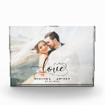 Custom Wedding Love Script Photo Block<br><div class="desc">Design features a romantic calligraphy script in black with the Love phrase. Easily customise with names and date. Ideal wedding gift and keepsake for the new Mr. and Mrs.</div>