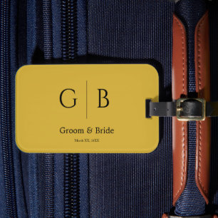 Custom Wedding Luggage Tag Metallic Gold Elegant