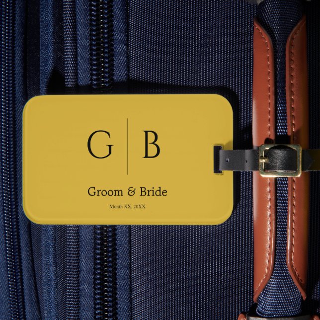 Custom Wedding Luggage Tag Metallic Gold Elegant (Front Insitu 4)