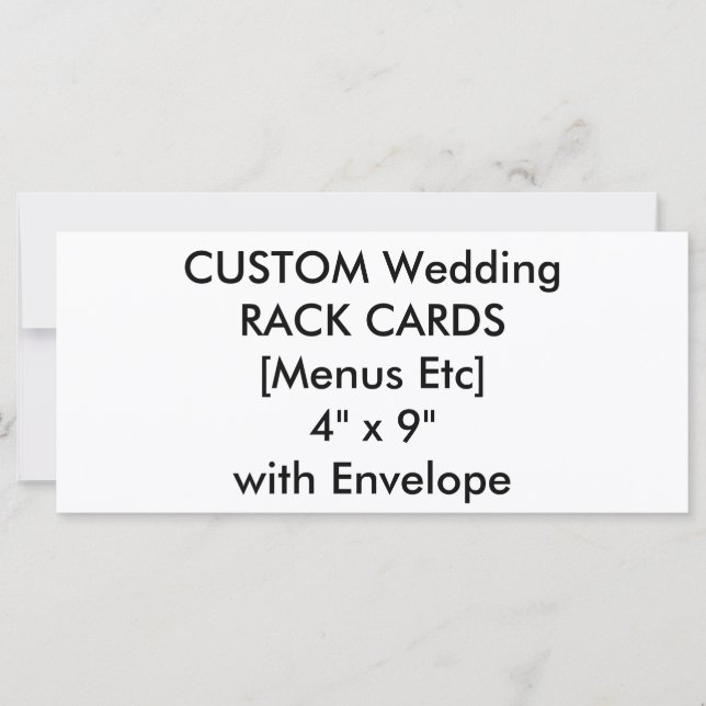 Custom Wedding Menu & Program Cards 4" x 9" (Front)