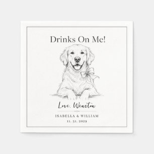 Custom Wedding Minimalist Black Dog Pet Keepsake Napkin