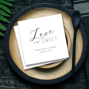 Custom Wedding Monogram Elegant Chic Love is Sweet Napkin