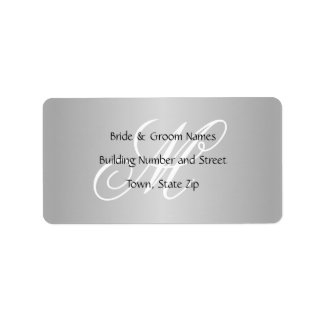 Custom Wedding Monogram Grey Black and White Label