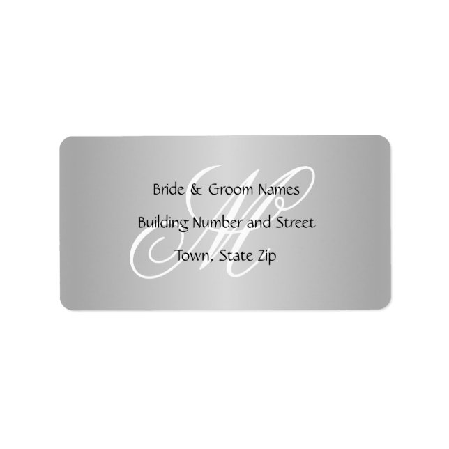 Custom Wedding Monogram Grey Black and White Label (Front)