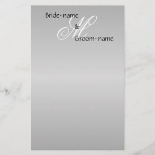 Custom Wedding Monogram Grey Black and White Stationery