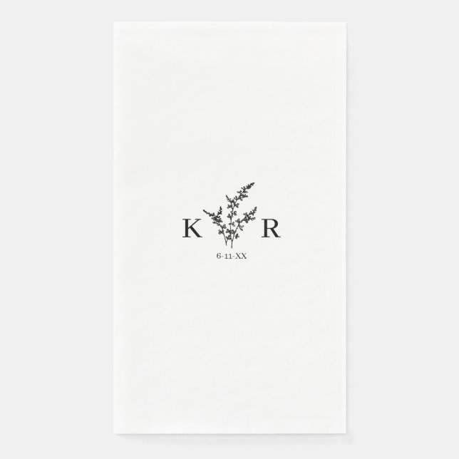 Custom Wedding Monogram Name Etched Flower Napkin (Front)