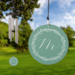 Custom Wedding Monogram Sage Green Wreath Wedding Wind Chime<br><div class="desc">Custom Wedding Monogram Sage Green Wreath Wedding Wind Chime</div>