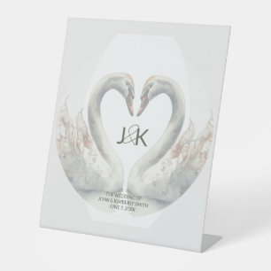 Custom Wedding Monogram Swan Pedestal Sign