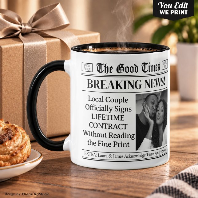 Custom Wedding Mug, Fun Wedding Gift Newspaper  Mug (Custom Wedding Mug, Fun Wedding Gift Newspaper Mug)