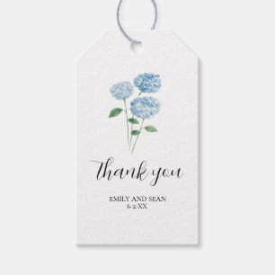Custom Wedding Name Blue Hydrangea Thank You Gift Tags
