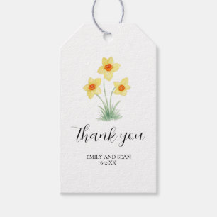Custom Wedding Name Daffodil Spring Thank You Gift Tags