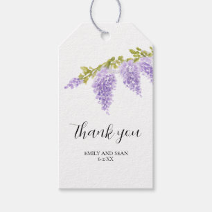 Custom Wedding Name Purple Wisteria Thank You Gift Tags