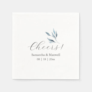 Custom Wedding Napkins Dusty Blue Botanicals