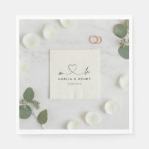 Custom Wedding Napkins: Personalised Monogram, Ele