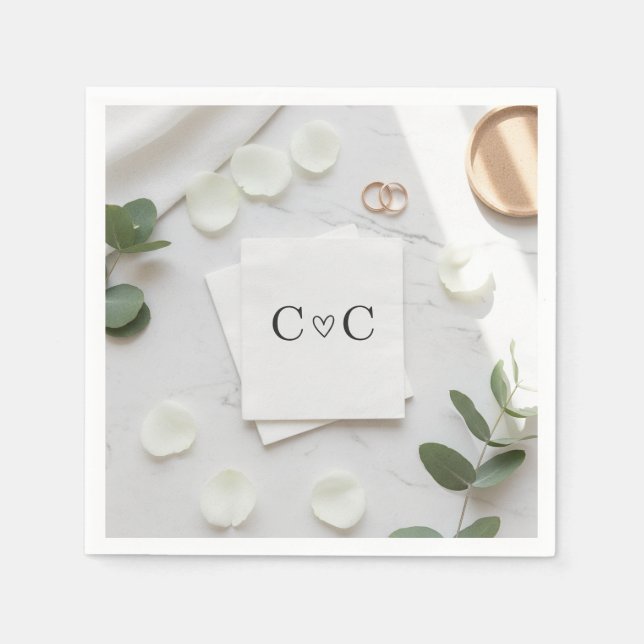 Custom Wedding Napkins: Personalised Monogram, Ele Napkin (Front)