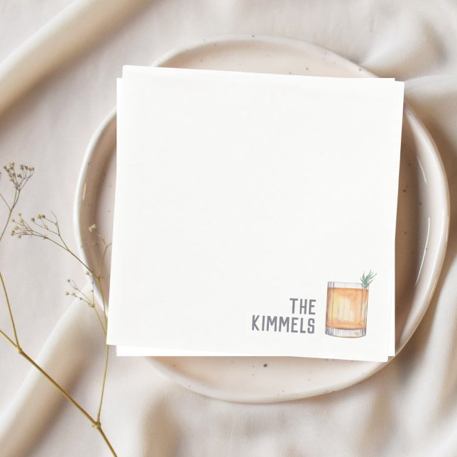 Custom Wedding Napkins Screwdriver Cocktail Hour (Custom Last Name Napkins)