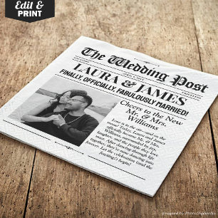 Custom Wedding Newspaper Napkins   Fun Wedding Tab