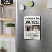Custom Wedding Newspaper Save the Date Invitation