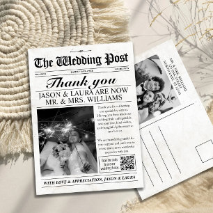 Custom Wedding Newspaper Thank You Card