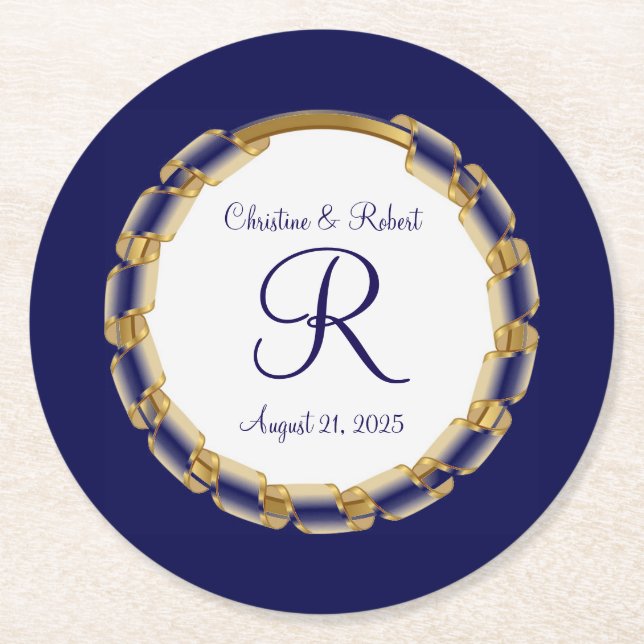 Custom wedding or Anniversary Round Paper Coaster (Front)