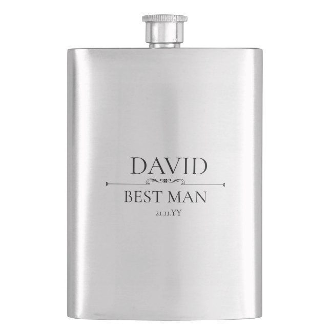 Custom Wedding Party Souvenir Best Man Hip Flask (Front)