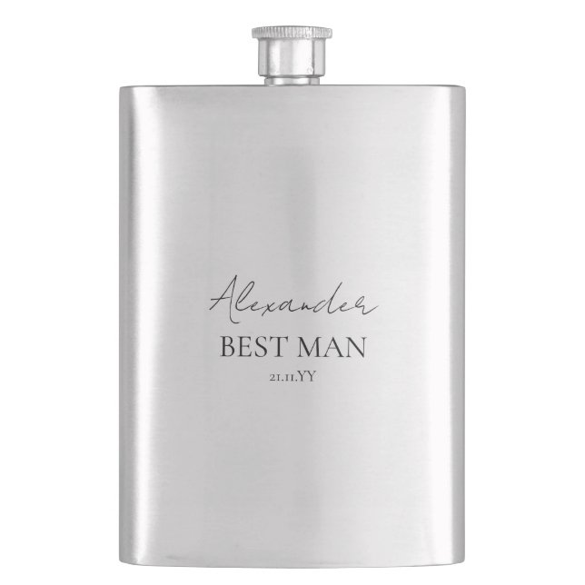 Custom Wedding Party Souvenir Best Man Hip Flask (Front)
