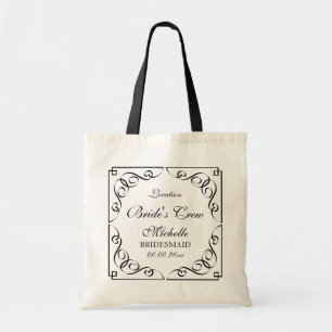 Custom wedding party tote bags for bride's crew