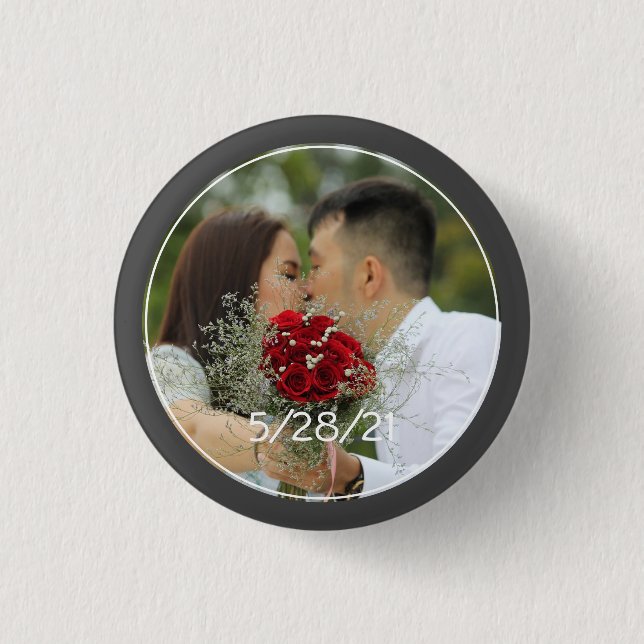 Custom Wedding Photo 3 Cm Round Badge (Front)