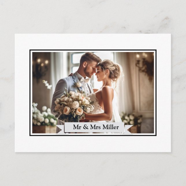 Custom Wedding Photo Announcement Postcard (Front)