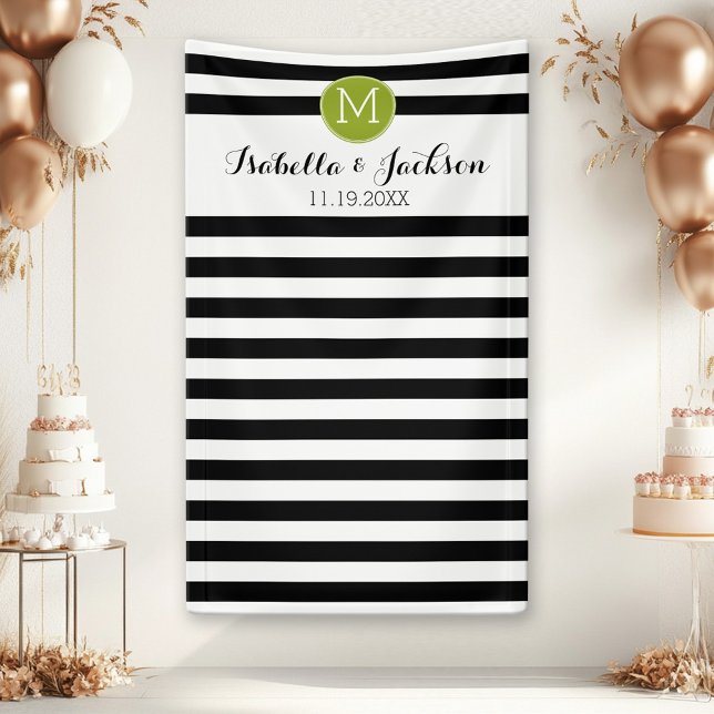 Custom Wedding Photo Backdrop Bride Groom Monogram Banner (Custom Wedding or Anniversary Backdrop Banner)