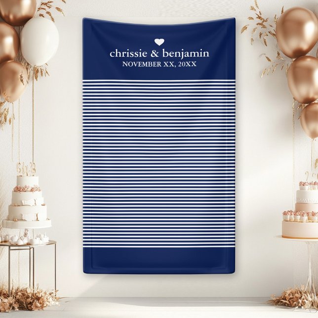 Custom Wedding Photo Backdrop Bride Groom Stripes Banner (Custom Wedding or Anniversary Backdrop Banner)