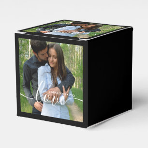 Custom Wedding Photo Black Favour Box