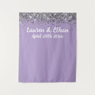 Custom Wedding Photo Booth Prop Purple and Silver Tapestry