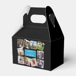 Custom Wedding Photo Collage Black  Favour Box